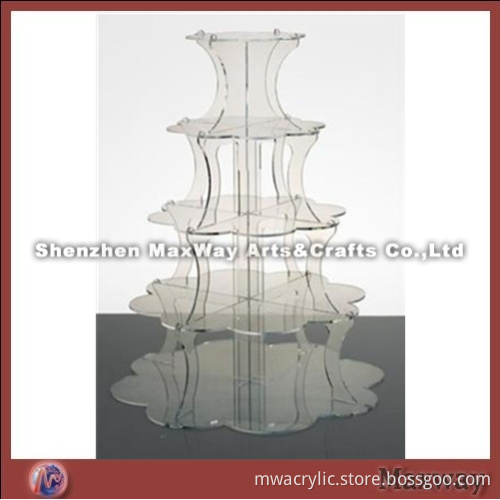 Clear Finely Designed 5 Tiers Acrylic Wedding Cup Cake Display Stand Rack